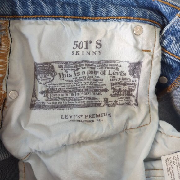 Levi's 501 Skinny Women Embroidered Jeans Del Norte High Waist Sz 31 L 30 - Picture 11 of 16